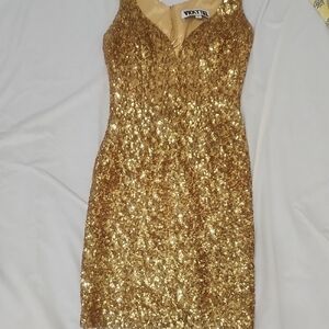 Voxxxy Gold Sequin Mini Dress
